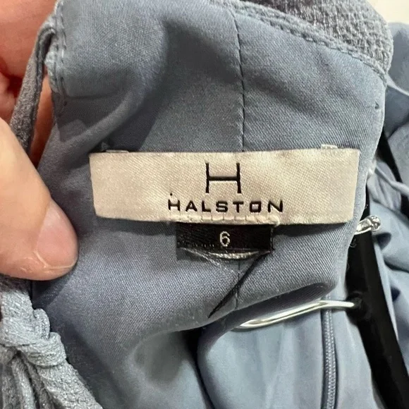 H by Halston Light Blue Open Back Off the Shoulder Dress - Picture 4 of 13